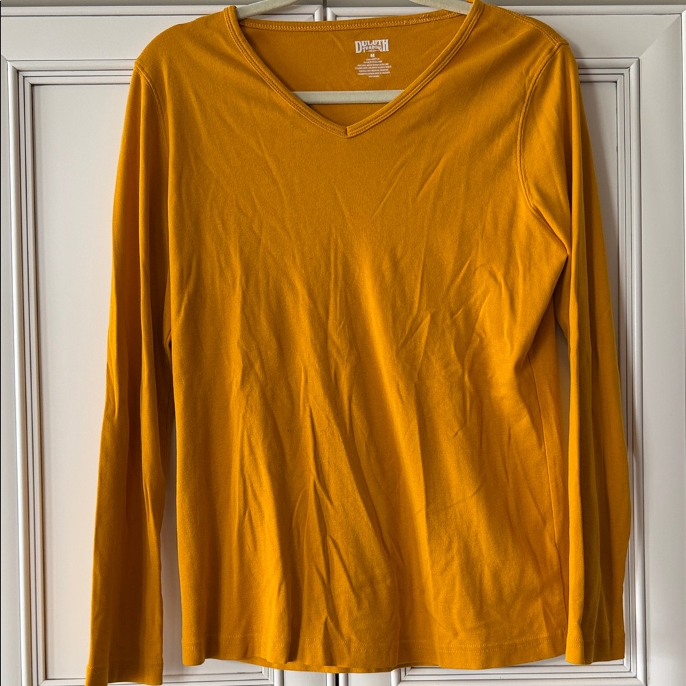 Duluth Women's Mustard V-Neck Long Sleeve Top